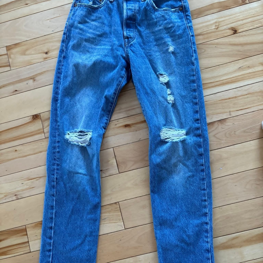 Levi's Distressed Straight Leg Blue Jeans